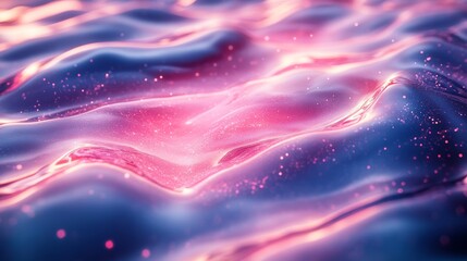 Poster - Abstract pink and blue liquid waves with sparkles, glowing effect. Futuristic and artistic concept