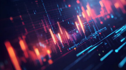 Poster - digital 3d stock market analysis in with growth charts and financial investment data