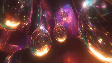Poster - A cluster of shiny bubbles floating gracefully in the air against a blue background