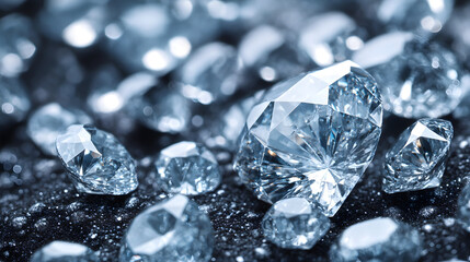 Poster - Diamonds displayed on black surface showcasing their brilliance and value as the most precious gemstones in the world