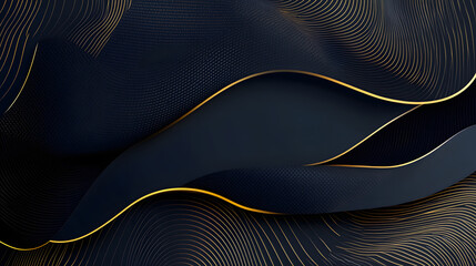 Poster - Abstract black and gold background with smooth gradients and flowing textures suitable for design and artistic projects