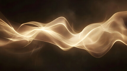 Poster - Gold wave of light flowing on a dark black background in abstract art style