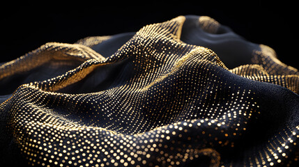 Poster - Black and gold fabric with dots pattern for textiles and design projects