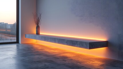 Poster - Minimalist Glowing Table With Clean Edges in Bright White Studio for Modern Product Presentation