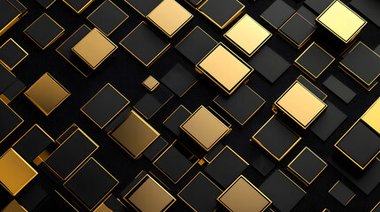 Poster - Black and gold abstract wallpaper with geometric pattern for modern interior design
