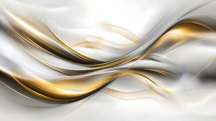 Fototapete - White and gold abstract background with soft texture and fluid shapes for design and art projects