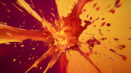 Fototapete - Vibrant explosion of orange and yellow paint creating an artistic abstract background texture