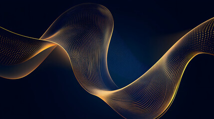 Poster - Gold wave design flowing on a smooth black background creating an abstract visual effect