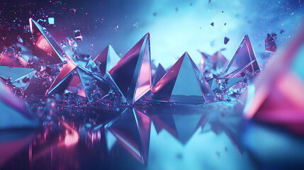 Poster - Group of colorful crystals displayed on a blue background for decorative and artistic use