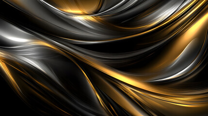 Poster - Black and gold abstract background with elegant fluid design and texture for creative projects and digital art