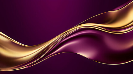 Fototapete - Purple background with abstract gold waves creating a modern artistic design