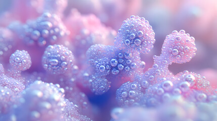 Poster - Close up of water bubbles on a pink background creating an abstract texture and pattern