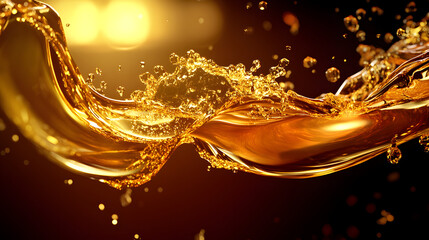 Poster - Splash of liquid in mid-air creating dynamic and vibrant shapes against a dark background