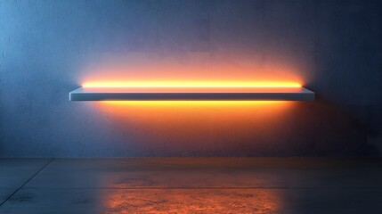 Poster - Minimalist Glowing Table with Clean Edges and Bright White Wall for Sleek Product Presentation