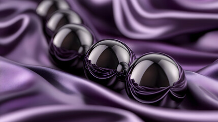 Poster - Close up of purple satin fabric showing texture and shine in natural light