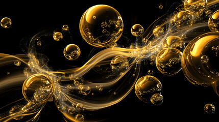 Poster - Black background with numerous colorful bubbles floating in various sizes and arrangements