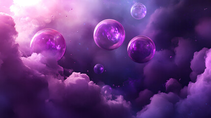Poster - Purple clouds overhead in a vibrant sky perfect for wallpaper and background use