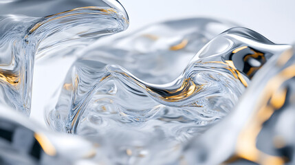 Poster - Close up image of a glass featuring a unique gold swirl design on its surface