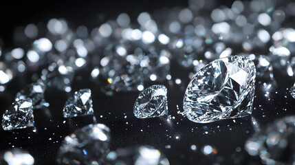 Poster - Diamonds arranged on a black background showcasing elegance and luxury in a high-quality image
