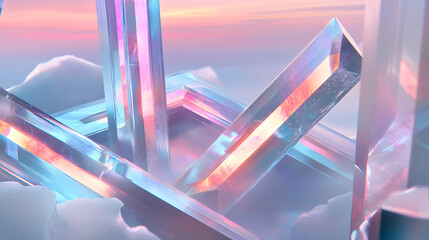 Poster - A collection of various crystals displayed on a wooden table in natural light