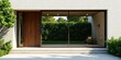 © napak - Modern home entrance with wooden door and glass wall, showcasing tranquil garden view