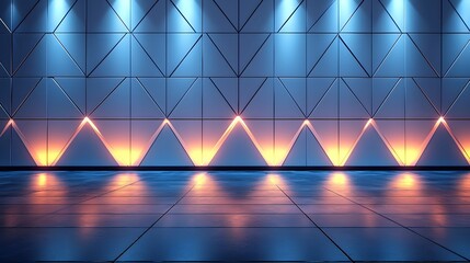 Poster - Glowing Geometric Backdrop with Triangular Patterns for Modern Product Showcases