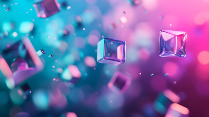 Poster - Blue and pink background with multiple sparkling diamonds on display