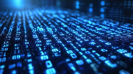 Poster - Data of crypto waves. 3D illustration of wavy lines in the information code field. Data flow cyber concept. Coding and technology , 8k image