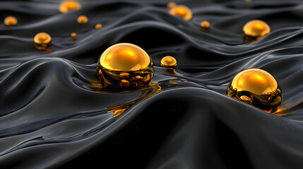Poster - group of colorful spheres floating above a black fabric background creating an abstract visual effec