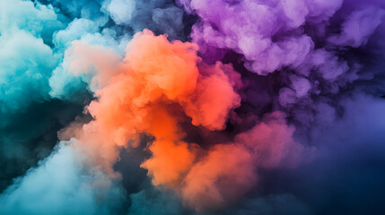 Poster - Colorful smoke background with vibrant hues in swirling patterns creating a dynamic abstract design