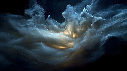 Poster - white and orange smoke billowing against a dark background in a dramatic visual display