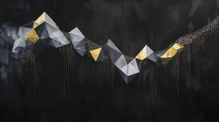 Poster - Black and gold abstract background featuring geometric shapes and patterns for design use