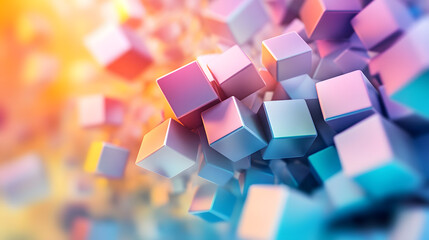 Poster - Colorful geometric cubes arranged in a pattern for wallpaper or background design