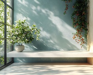 Poster - Serene Minimalist Display Backdrop for Elegant Product Presentation and Showcasing
