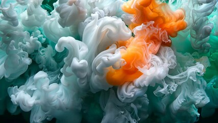 Poster - Vibrant colorful ink clouds swirling and shifting in water