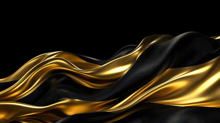 Poster - Black and gold background with wavy pattern for graphic design or art projects