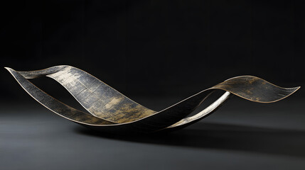 Poster - Metal object with a curved design featuring smooth contours and a shiny surface on a neutral background
