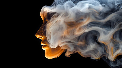 Poster - Close up image of white smoke swirling against a solid black background for abstract visuals