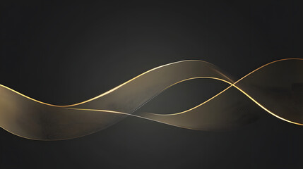 Poster - golden wave flowing on a smooth black background creating a striking visual contrast