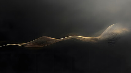 Poster - gold wave abstract design on a black background creating a modern artistic visual
