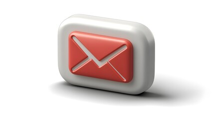 Poster - 3D Red Email Icon on White Background