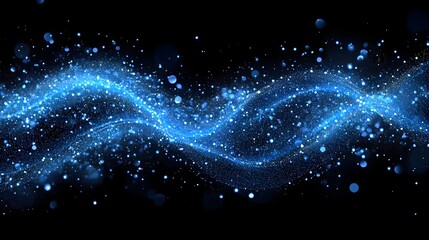 Poster - Abstract Blue Glowing Wave Particle Background