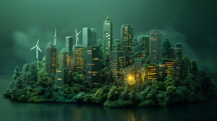 Poster - Green world, concept of nature conservation and ecology support . Generative AI