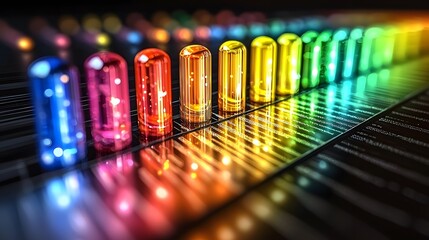 Poster - Colorful Glass Capsules Reflecting Light on Dark Surface