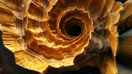 Poster - Mesmerizing spiral journey through golden wooden textures