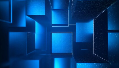 Leinwandbilder - Vibrant blue abstract background with geometric squares – ideal for sale banners, brochure wallpapers, and landing pages ,

