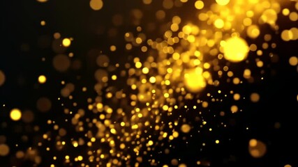 Poster - Golden bokeh sparkle stream in dark ambiance with flickering particles
