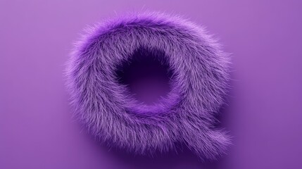 Aufkleber - Purple furry letter q on matching background, abstract artistic decoration. Creative design and typography concept