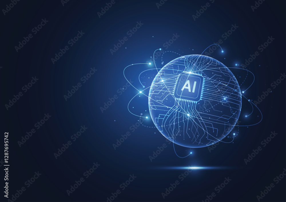 Abstract artificial intelligence global network connection. Digital ...