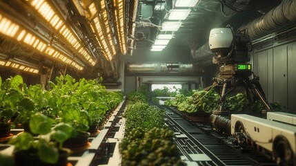 Poster - AI and robotics handle cultivation, from irrigation to harvesting, in a fully automated environment.